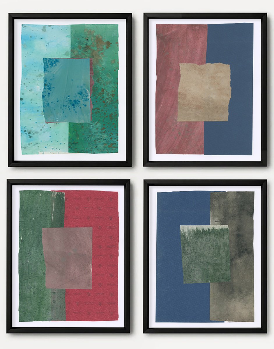 Geometric Abstract Collage By Gabriel Prundeanu, 50 X 18, Geometric Abstract Wall Art, Original Artwork