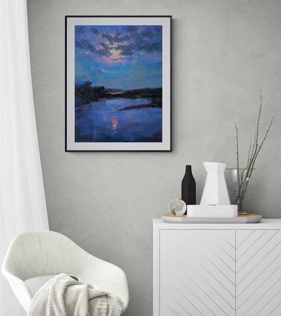 Full moon over the river