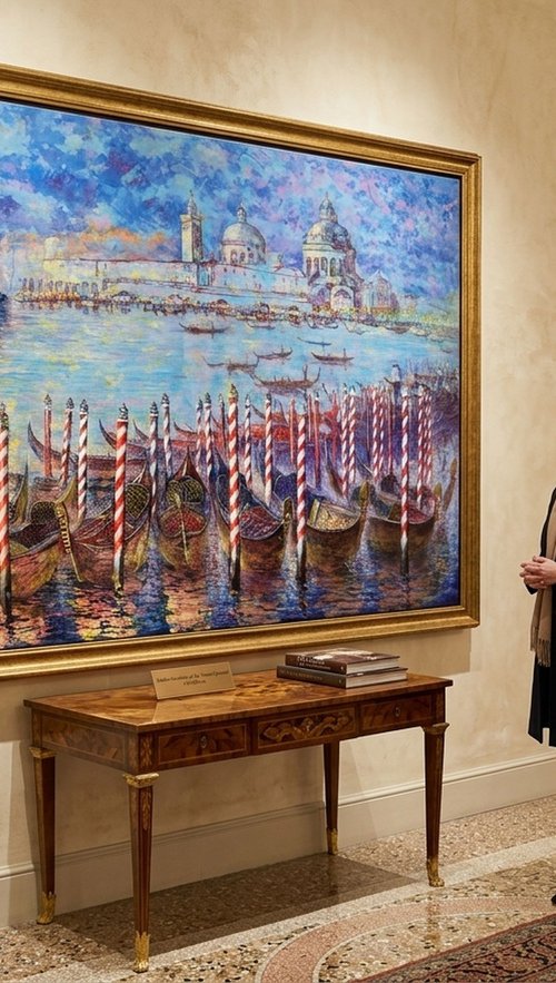 Golden Gondolas of the Venice Carnival by Rakhmet Redzhepov