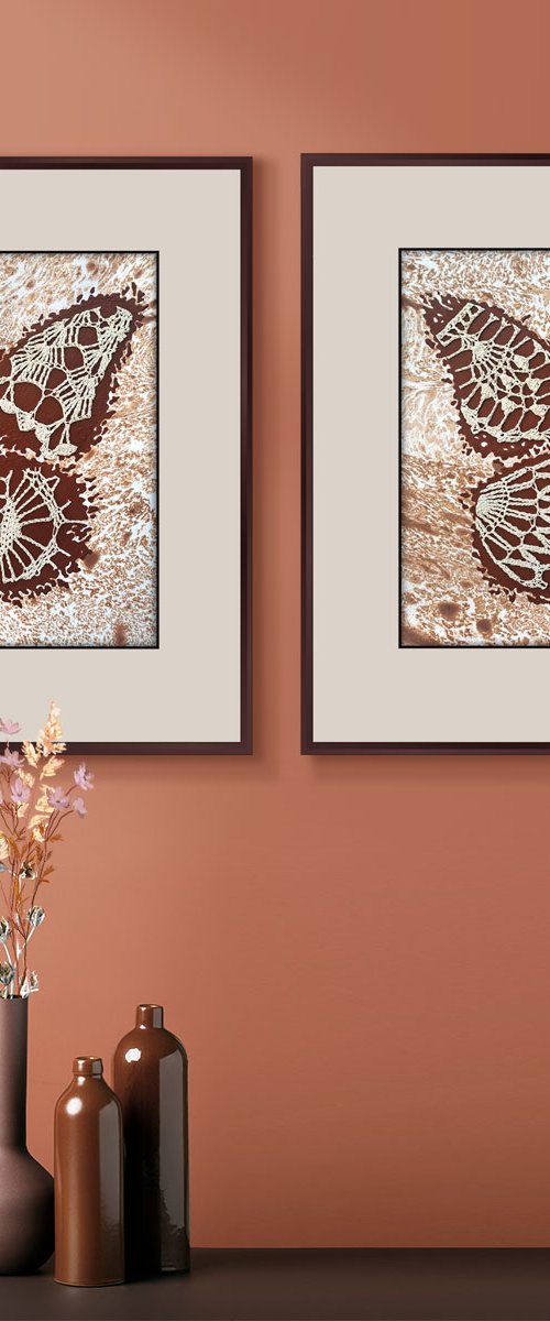 Set of 2 «Caramel Butterflies» by Mariia Raskin