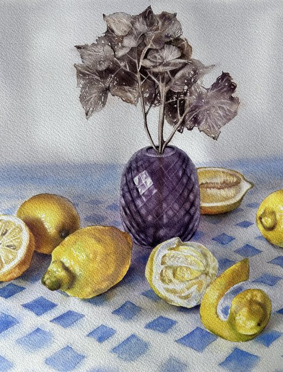 Blue and yellow still life
