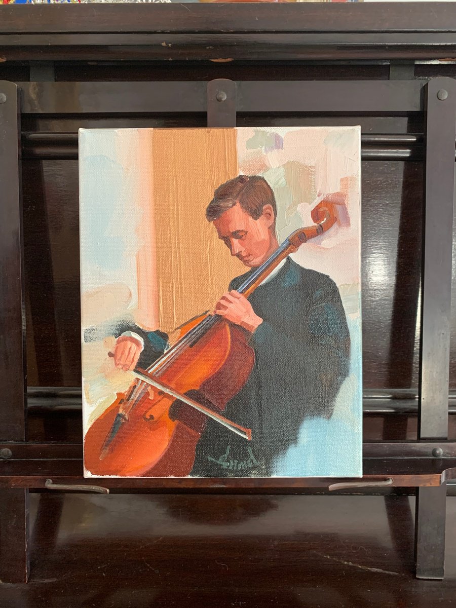 Young Cellist, Rostropovich by Dmitri Miletskii
