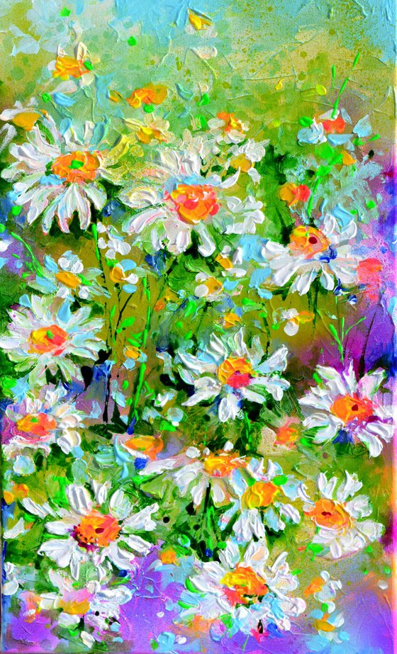 White Daisies Floral Field 3