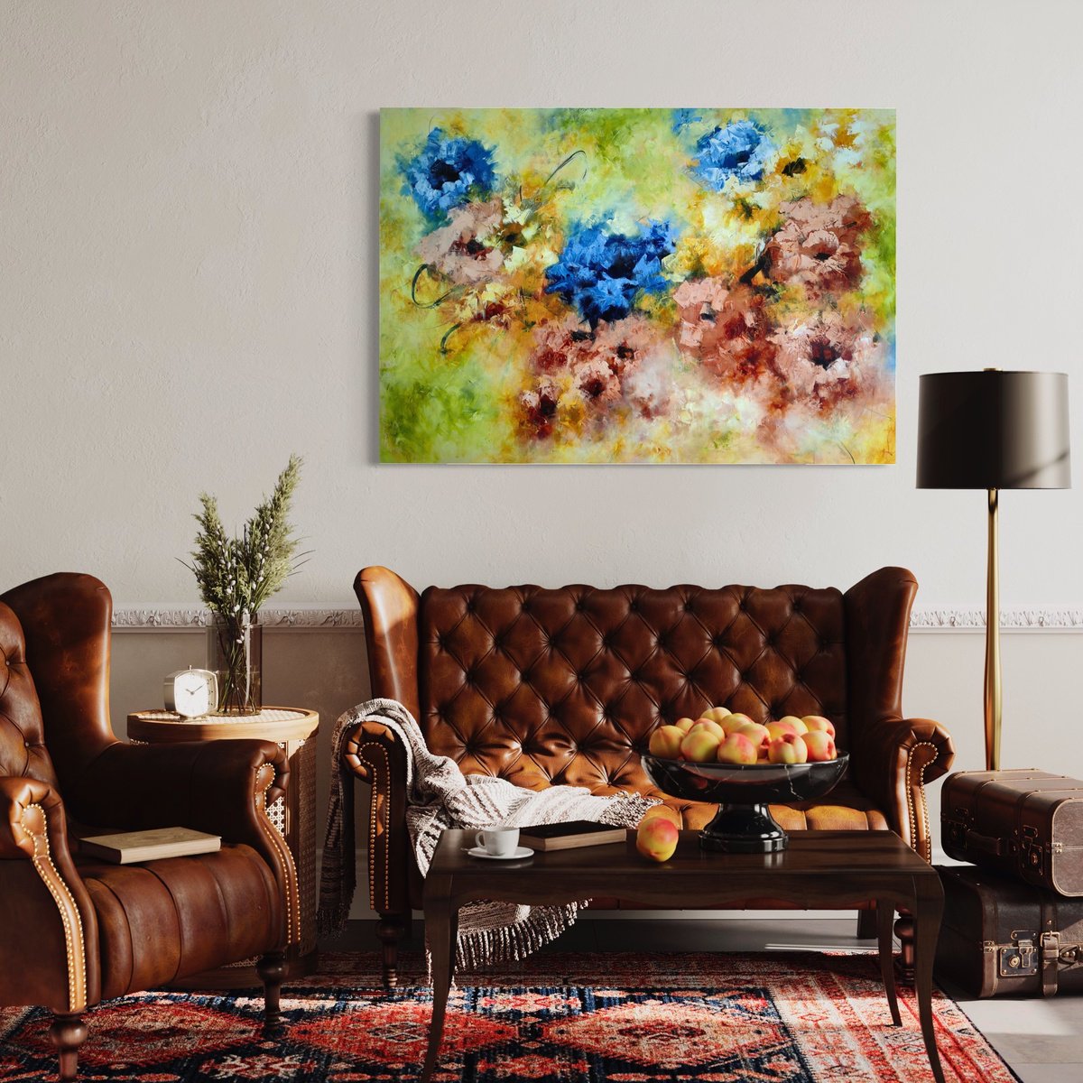 Abstract Floral Dreams from Colours of Summer collection, XXL abstract flower painting by Vera Hoi