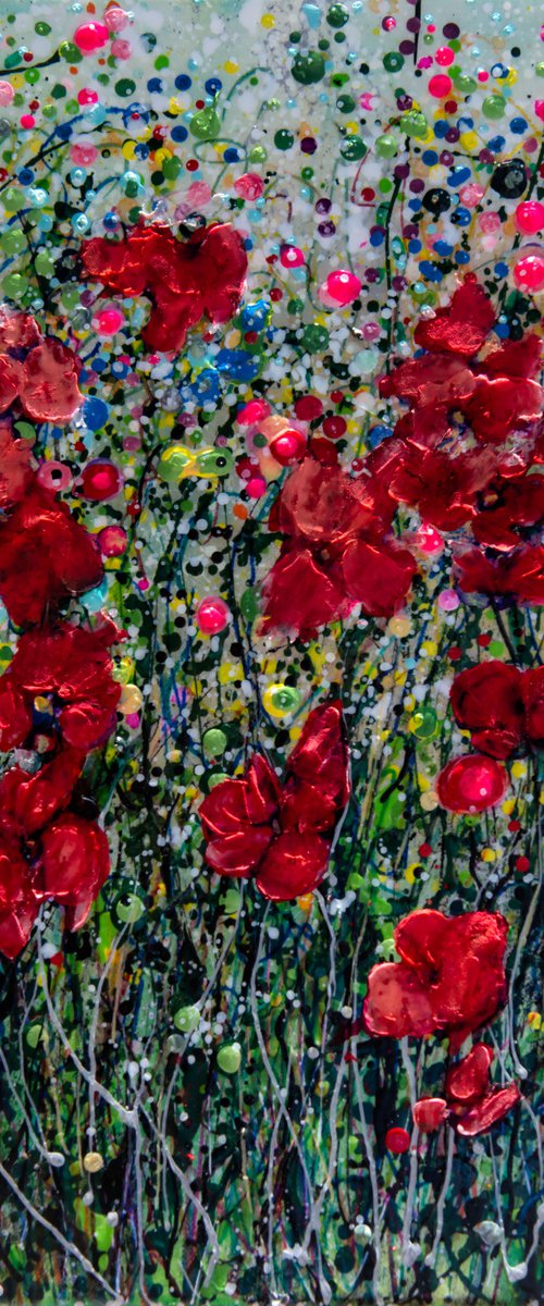 SUMMER MORNING - FLORAL ABSTRACT ORIGINAL PAINTING by Lena Owens at OLena Art