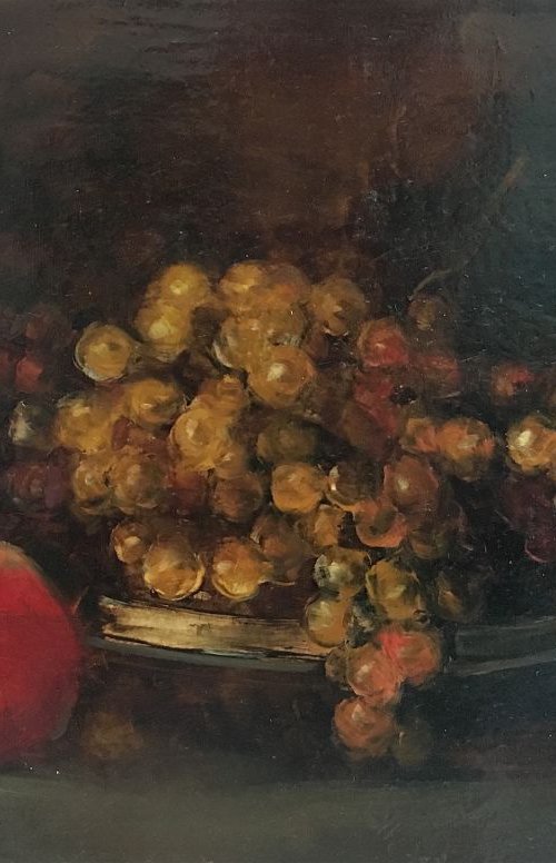 Still life with Grapes, Original oil painting,  Handmade artwork, Paintings for Kitchen, One of a kind Signed with Certificate of Authenticity by Vahe Yeremyan