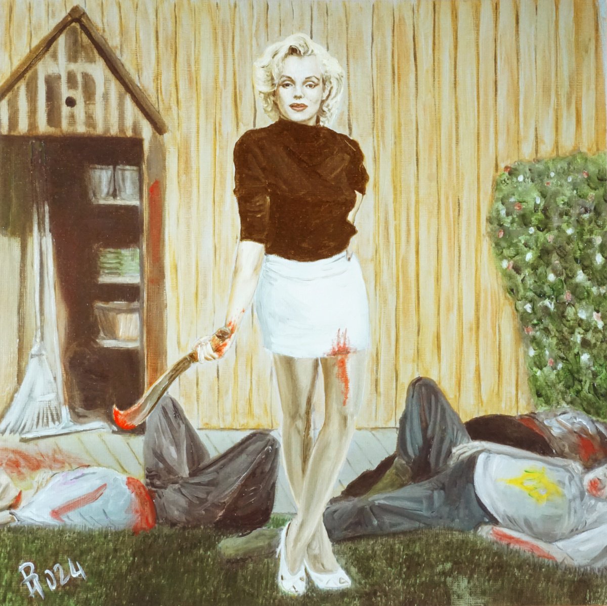 Surrealistic Portrait Oil Painting By Paolo Borile, 11 X 11", Norma Jeane