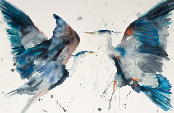 Herons in Flight No. 4