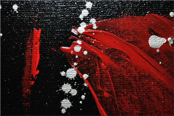 Red Poppies - abstract acrylic painting  canvas wall art black red silver flower painting ready to hang