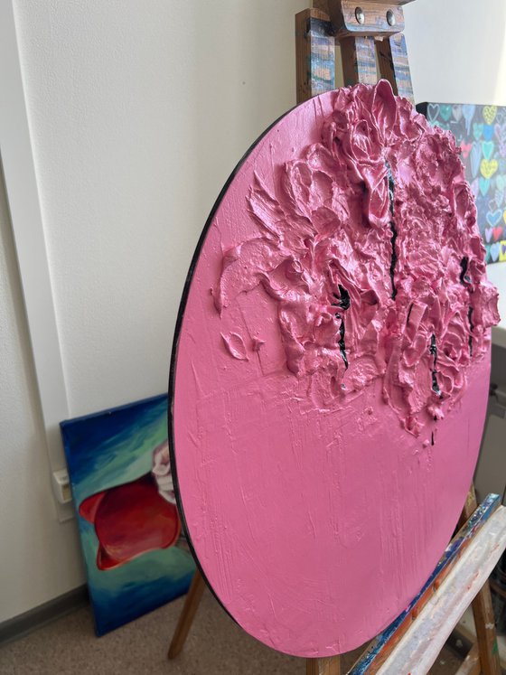 Pink and black circle relief