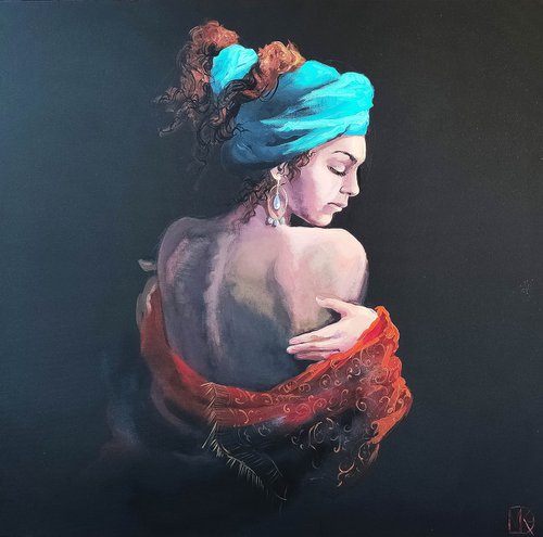 The woman in the blue turban by Maria Kireev