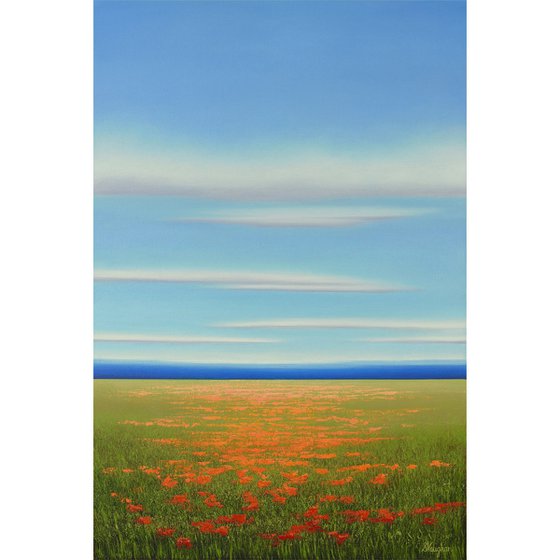 Poppies in Bloom - Colorful Flower Field Landscape