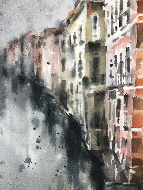 Foggy Venice. one of the kind, original painting, watercolour.