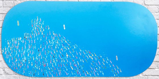 Swimmers 448 Swim in the direction you feel. It is your way Painting by Ruben Abstract
