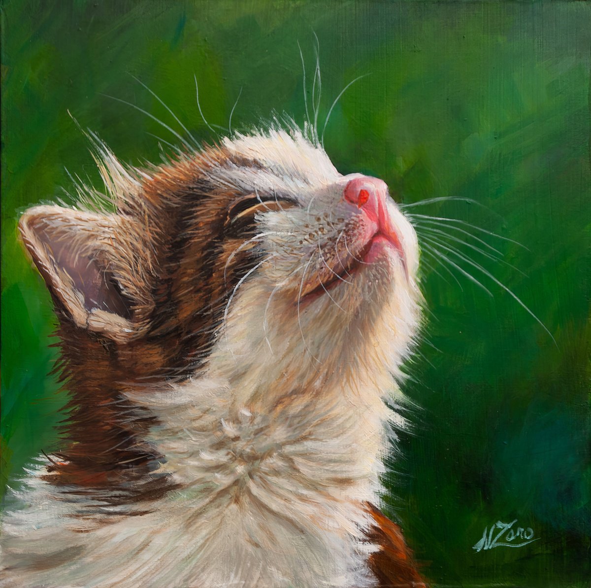 Photorealistic Animal Acrylic Painting By Norma Beatriz Zaro, 7 X 7", Baby Cat 5, Original Artwork