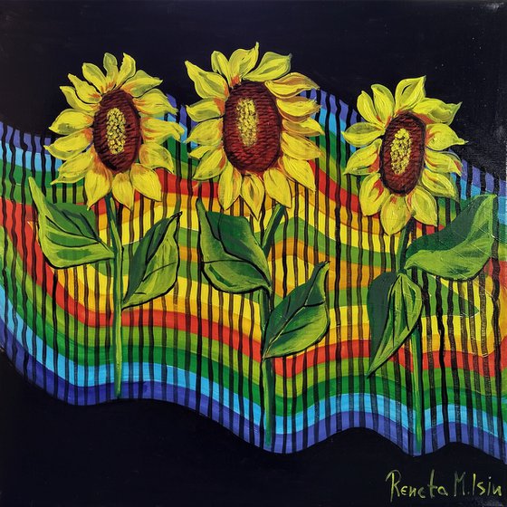 " Sunflowers "  ( Triptych )