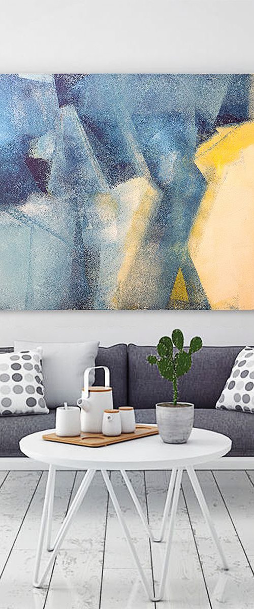 Large Painting - Cities of 21th Century - Agglomerated Buildings - by Cornelia Petrea