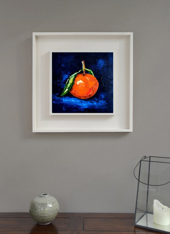 Tangerine Painting Fruit Original Art Orange Small Artwork Citrus Wall Art