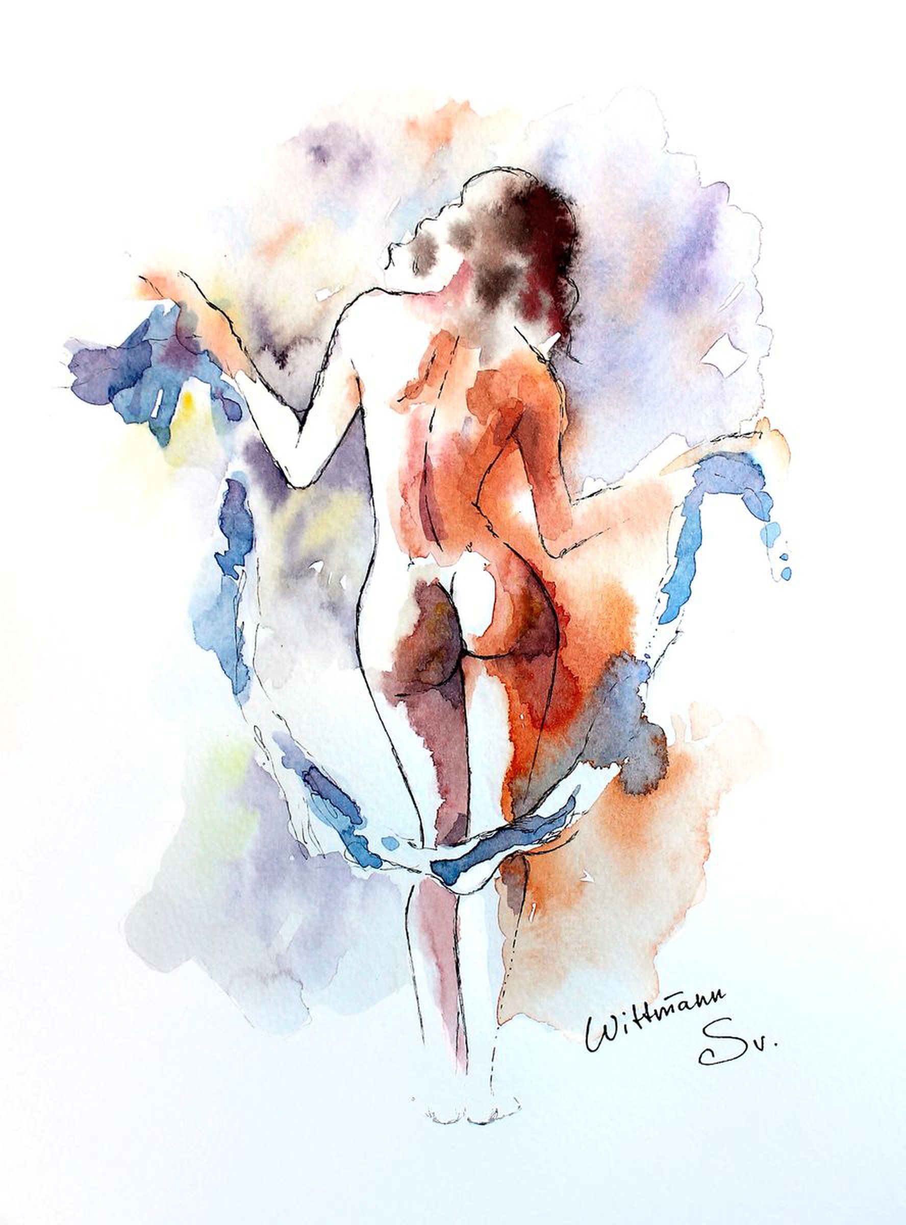 Original Watercolor Painting Nude Beautiful Sil Artfinder