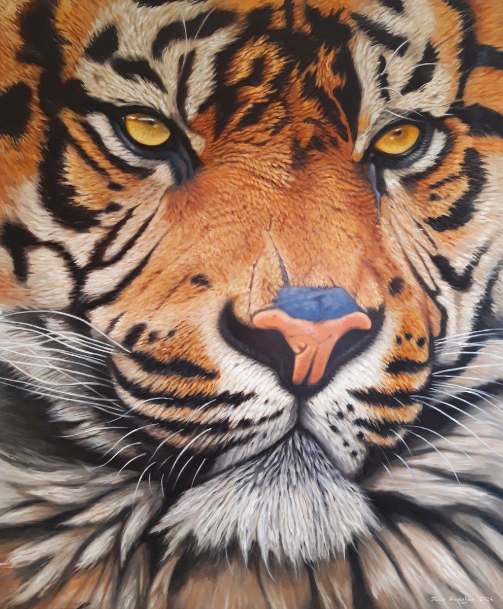Photorealistic Animal Oil Painting By Tigran Araqelyan, 47 X 55", Unbridled Beauty, Original Artwork