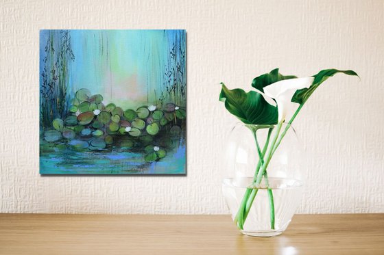 Water Lilies !!  Locked in my heart !! Contemporary Abstract !! Ready to hang !!