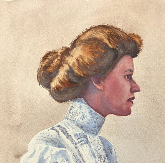 Edwardian lady with Pompadour hairstyle