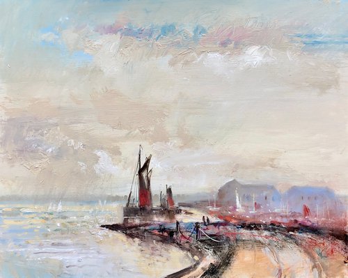 Spritsail Barges at Anchor by Alan Bickley