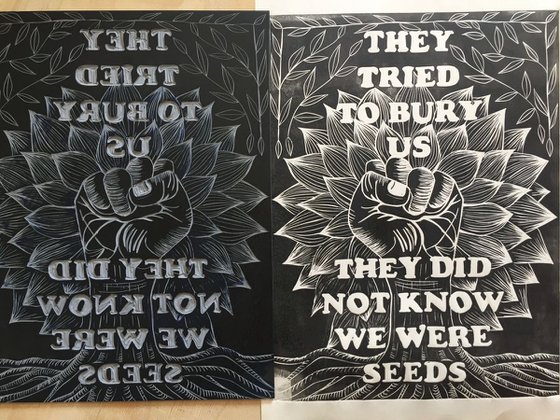 They tried to bury us, feminist poster art