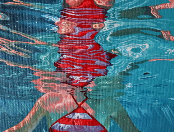 Underneath LVXV - Miniature swimming painting