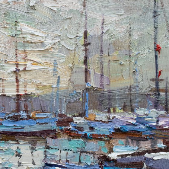 Sailing yachts  Original seascape painting