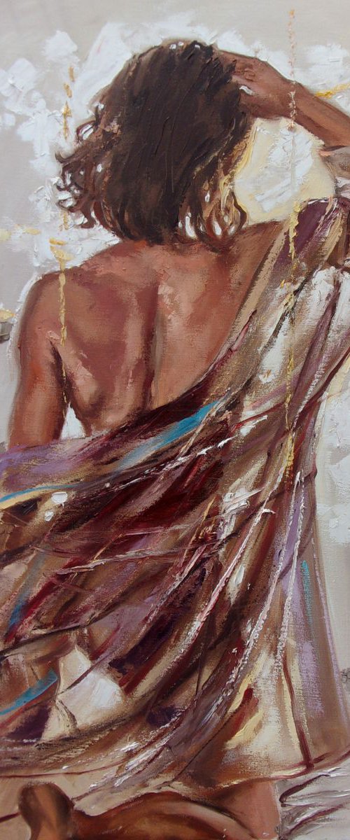 " SUNNY MORNING " - original oil painting on canvas, palette knife by Monika Luniak