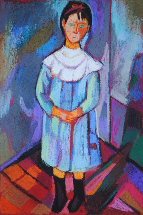 Girl in a blue dress / 35.8 X 24.1 cm by Maja Đokić Mihajlović