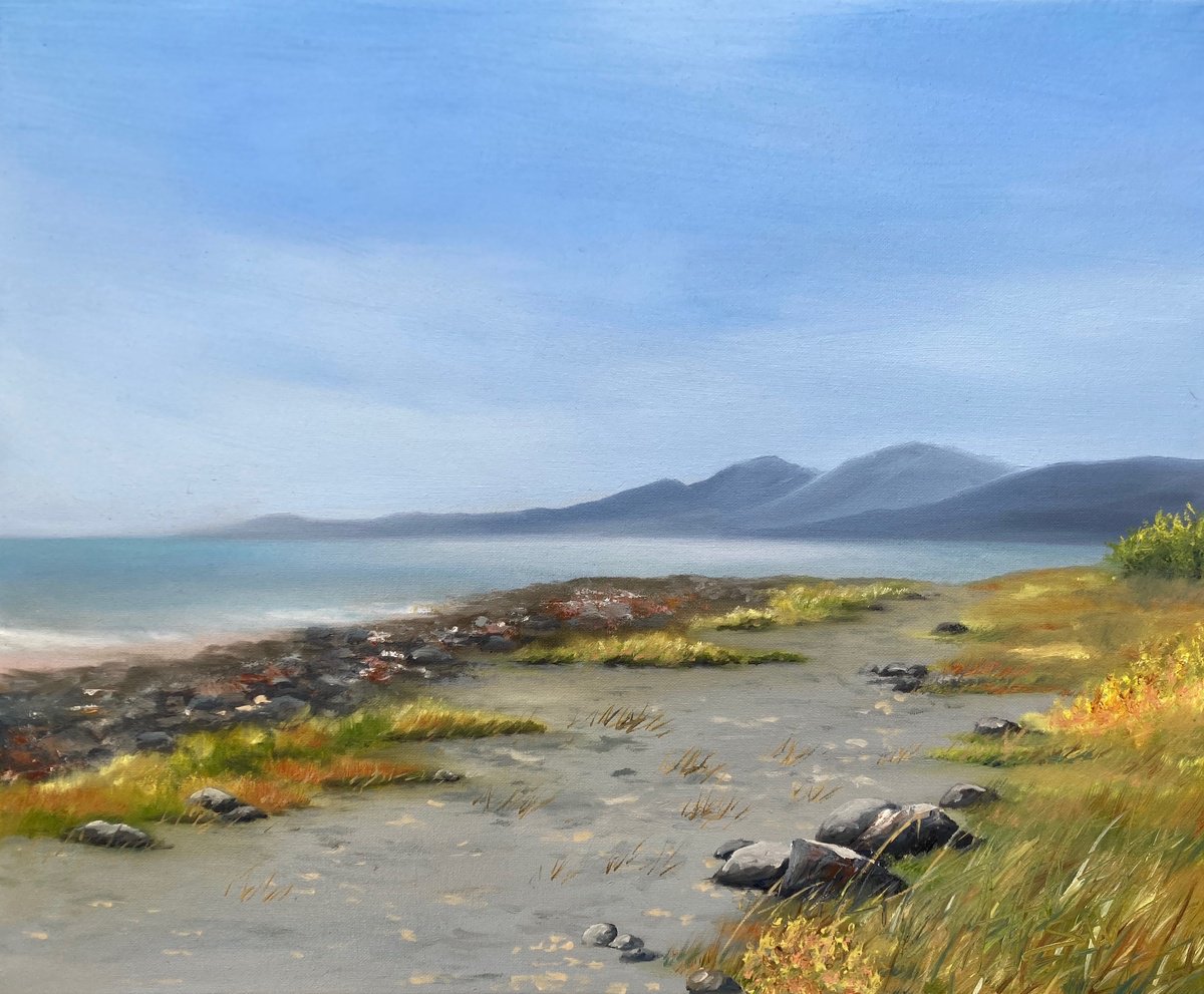 Impressionistic Landscape Oil Painting By Silvie Wright, 24 X 20", Coastal Path, Original Artwork