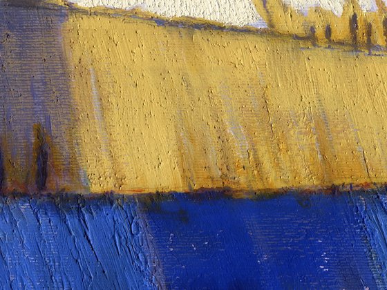 Blue, Ochre and Gray Abstract