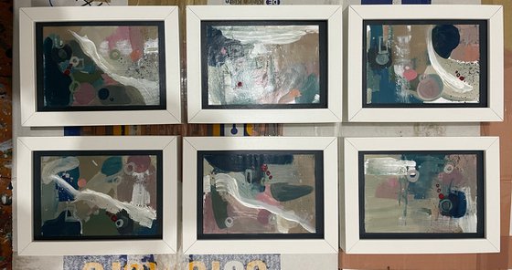 Together, set of 6 framed abstracts