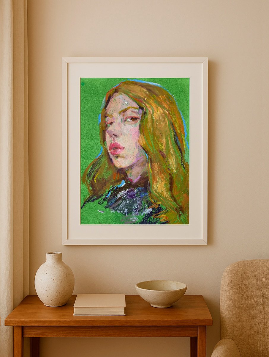 Impressionistic Portrait Pastel Drawing By Tetiana Shendryk, 10 X 14", Ginger, Original Artwork