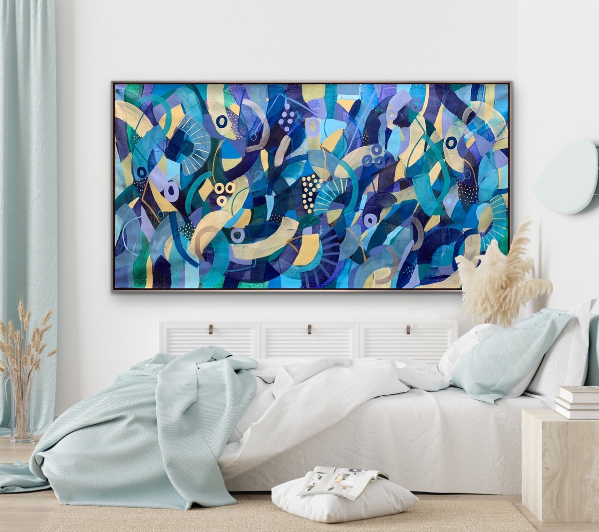 Organic Abstract Acrylic Painting By Rashna Hackett, 72 X 37", Freedom To Roam, Original Artwork