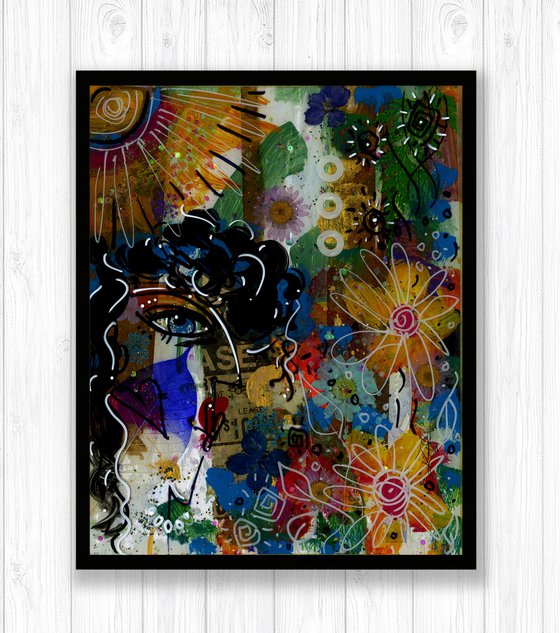 Funky Face Love 19 - Mixed Media Art by Kathy Morton Stanion