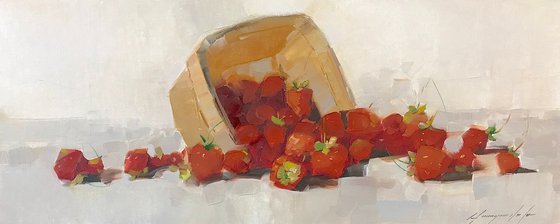 Strawberries, Original oil painting  Handmade artwork One of a kind