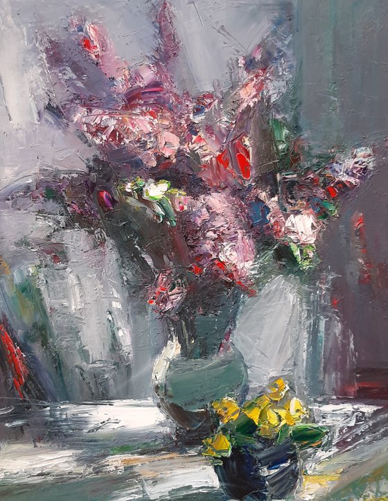 Abstract  lilacs(50x60cm, oil painting, ready to hang)