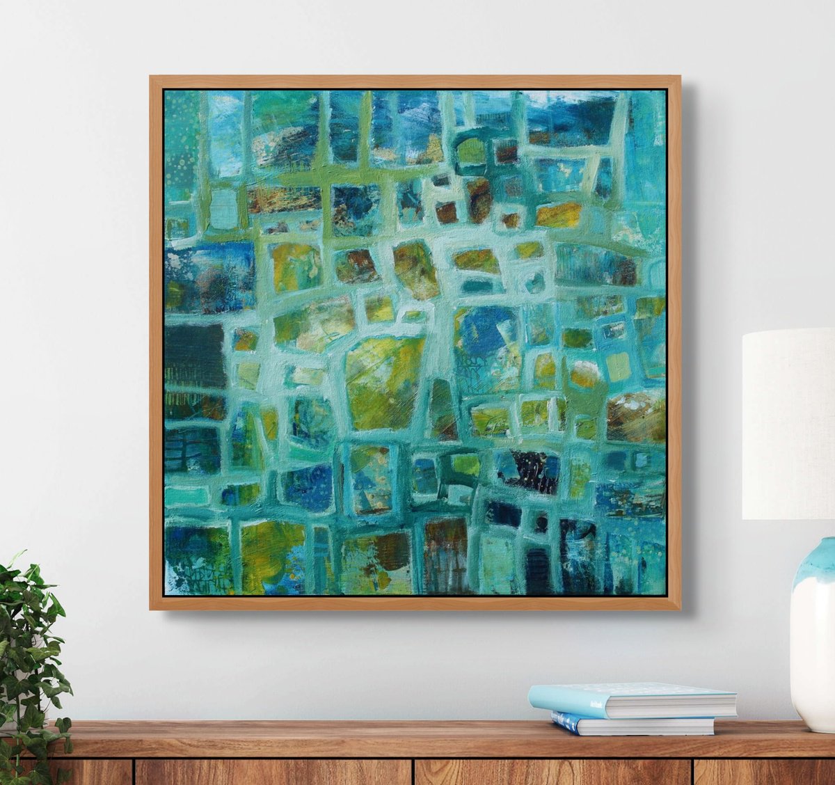 Geometric Abstract Painting By Sage Mountain Studio, 24 X 24", Looking Toward The Light, Original Artwork