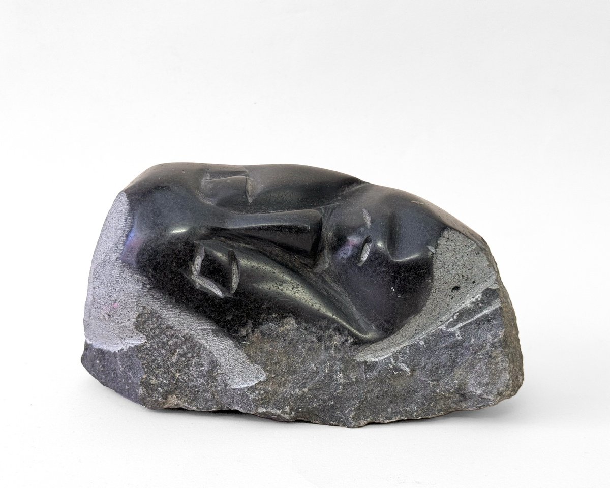 Expressive Portrait Stone Sculpture By Sol Vil, 9 X 5", L