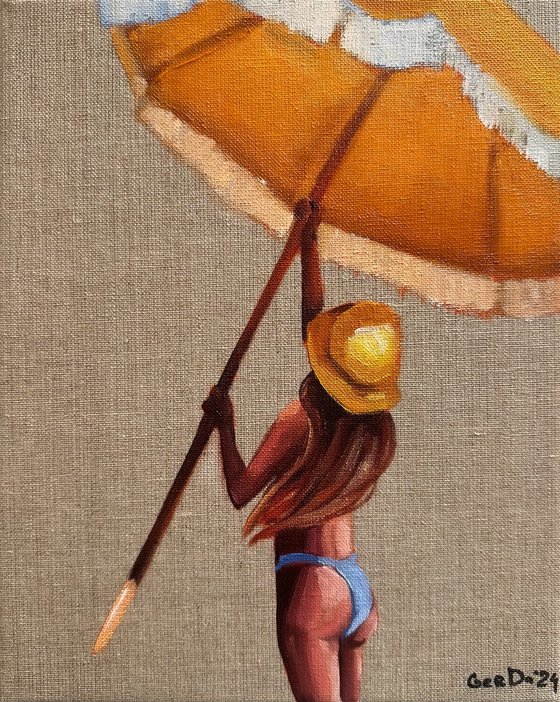 Girl with Beach Umbrella