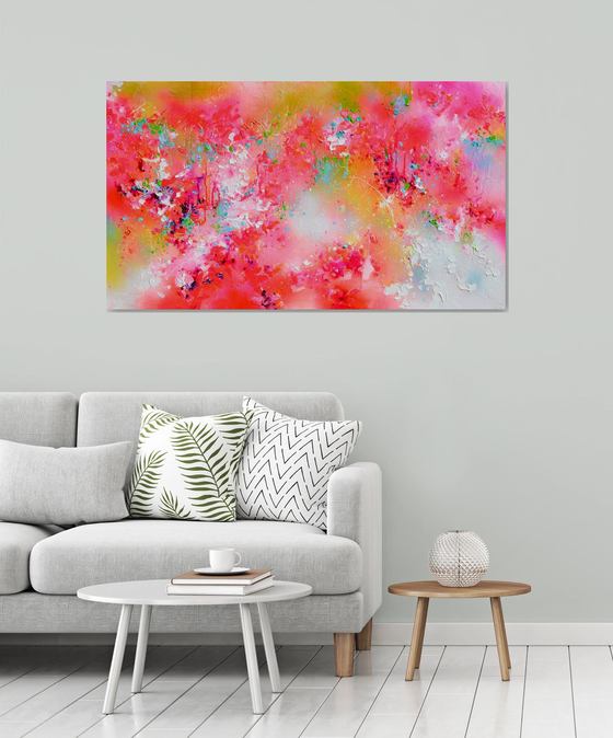 Fresh Moods 59 - Large Pastel Red and Pink Art