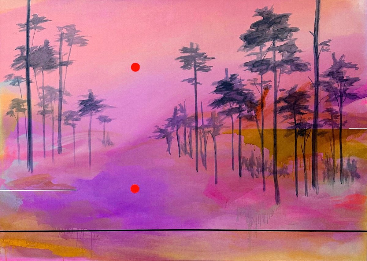 Abstract Landscape Acrylic Painting By Sara Hoque, 80 X 60", Horizon, Original Artwork