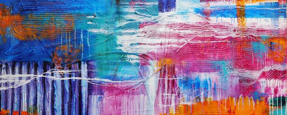 Square Root of Grunge 240cm x 100cm Colourful Abstract Art