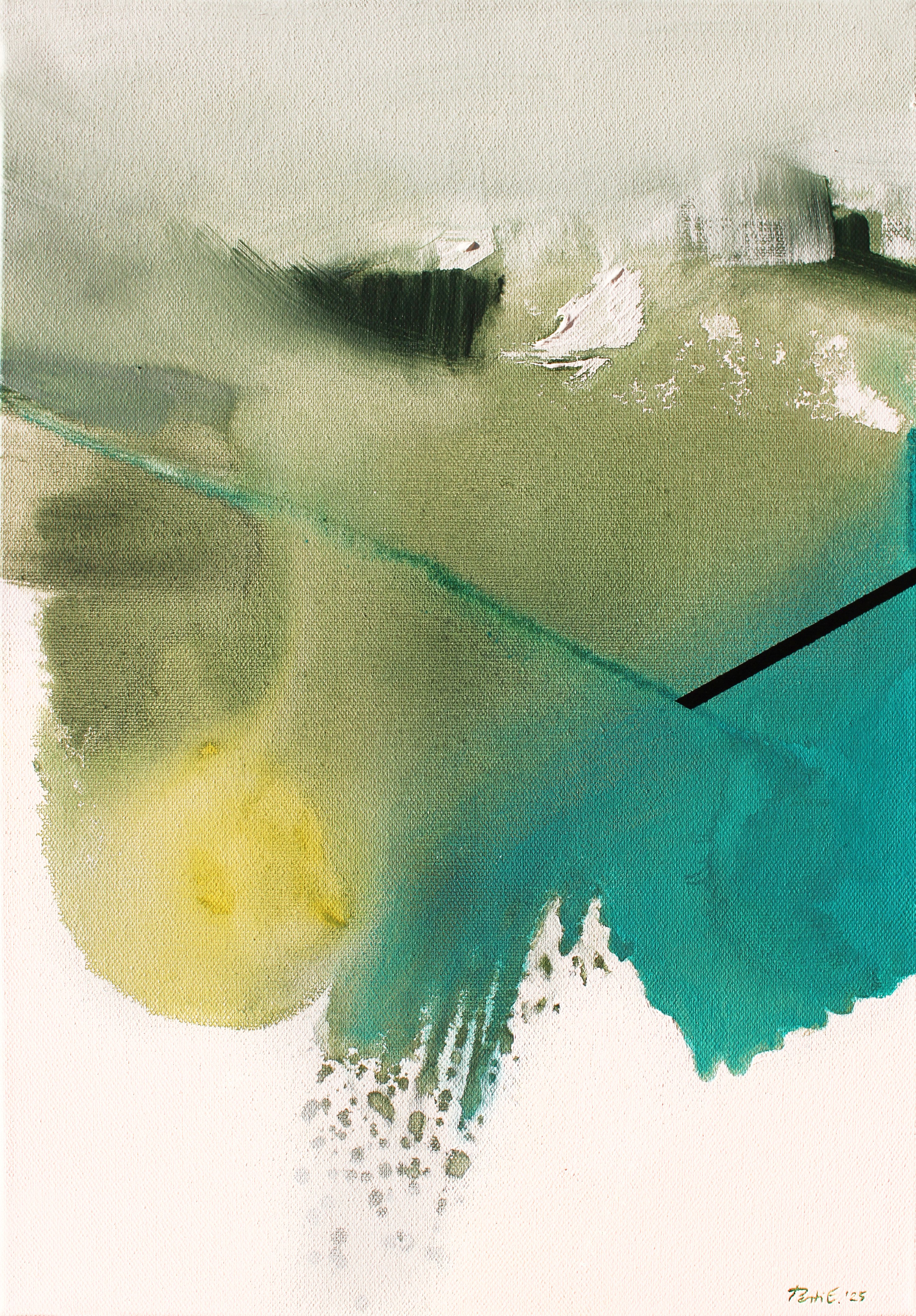 Abstract Landscape Acrylic Painting By Emma Pesti, 14 X 20, Afternoon Impression, Original Artwork