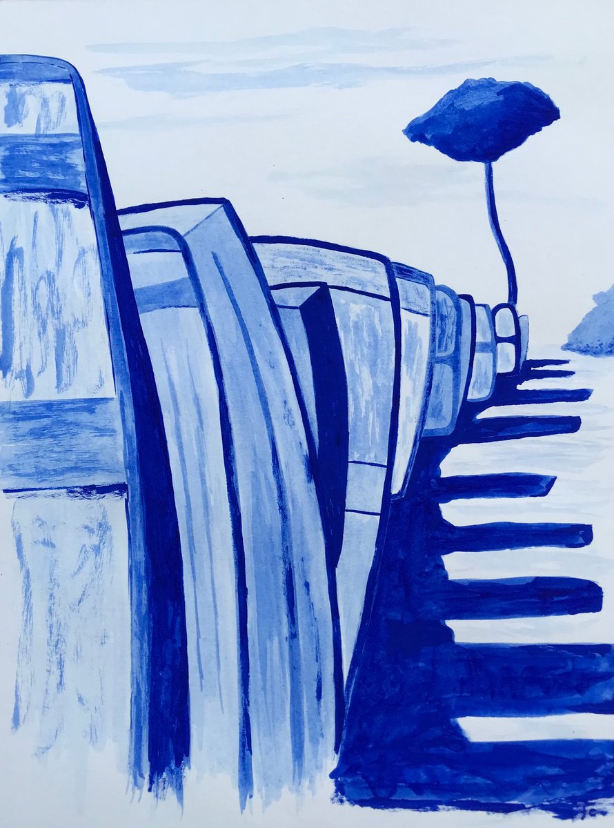 Landscape Acrylic Painting By Cadiou Frederic, 13 X 17, Au Bout Du Cap Coz, Original Artwork