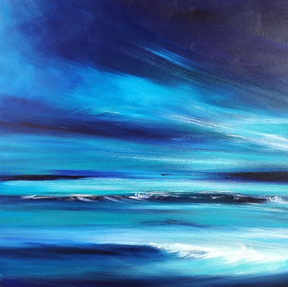 "Midnight Blue" - Cornish Seascape, Art, Skyscape