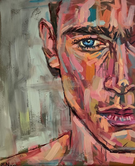 Man face male portrait gay queer oil painting